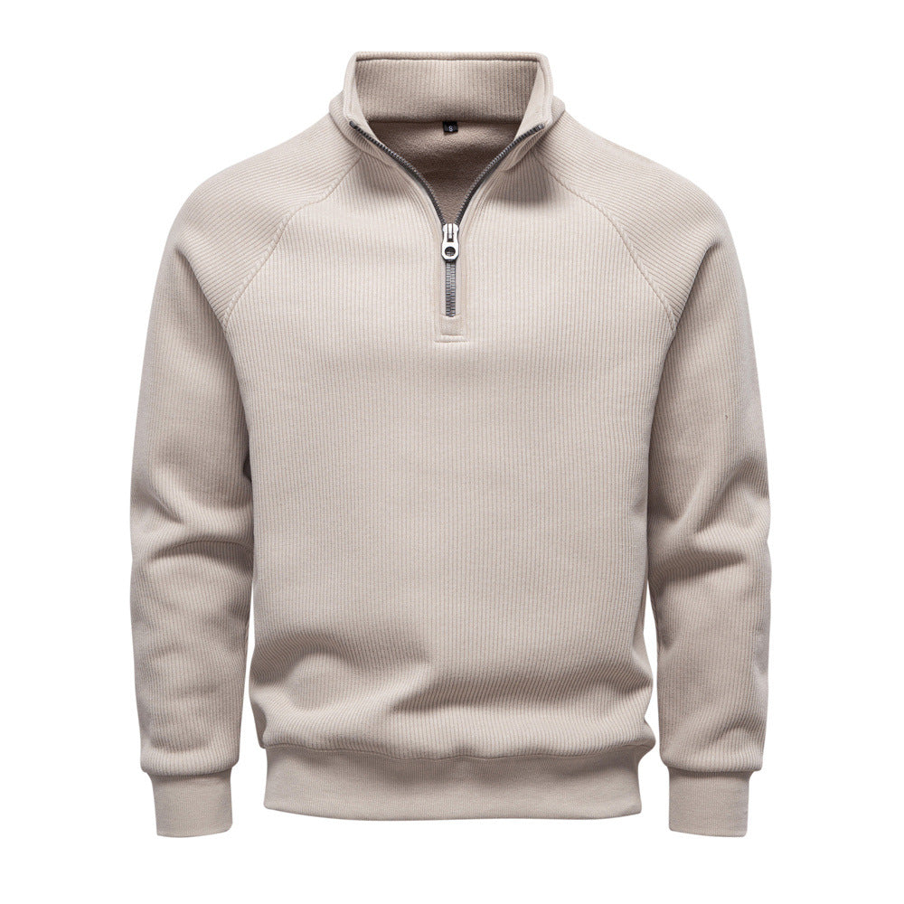 Men's Half-Zip Fleece Sweatshirt – Stand Collar Autumn & Winter Pullover