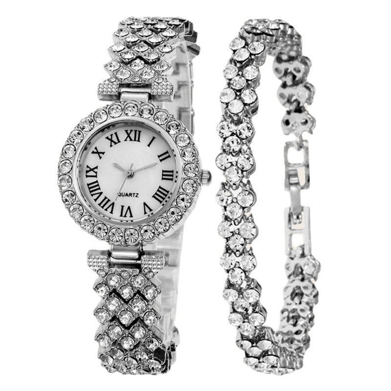 Roman pattern diamond ladies watch women's watch quartz bracelet