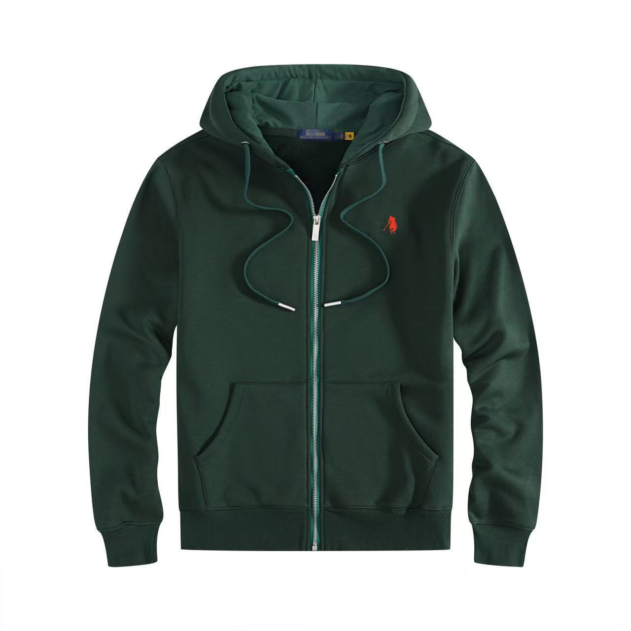Mens Thick Cotton Fleece Zip-Up Hoodie