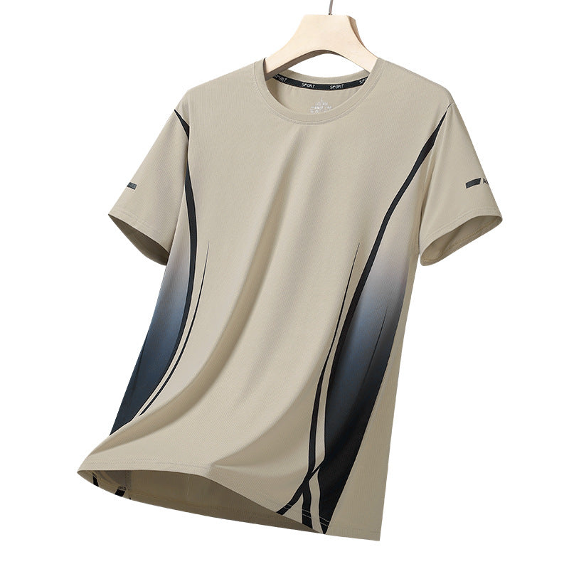 Men's Ice Silk Quick-Dry Sports T-Shirt  Breathable Summer Short Sleeve