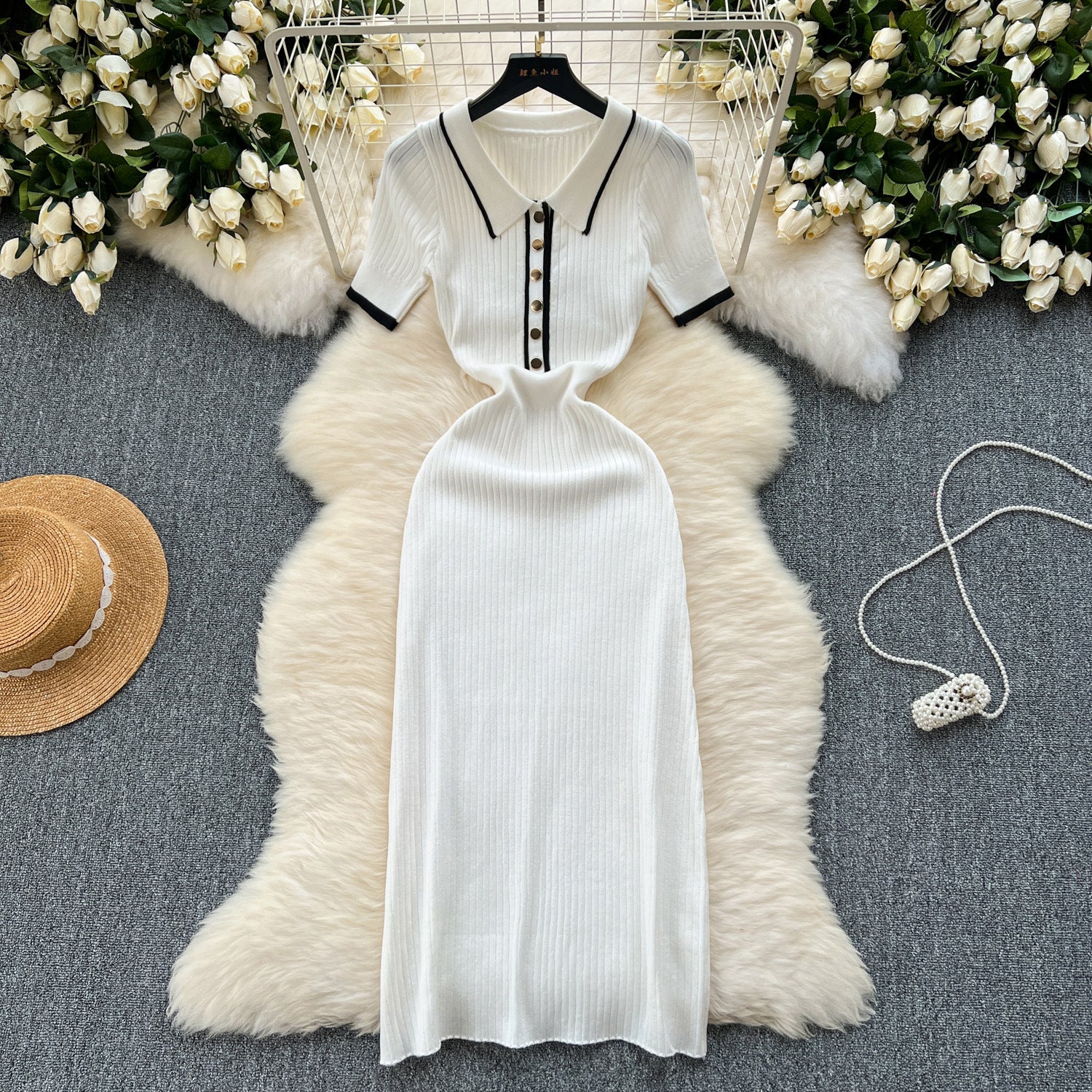 Polo Neck Slim Knitted Dress