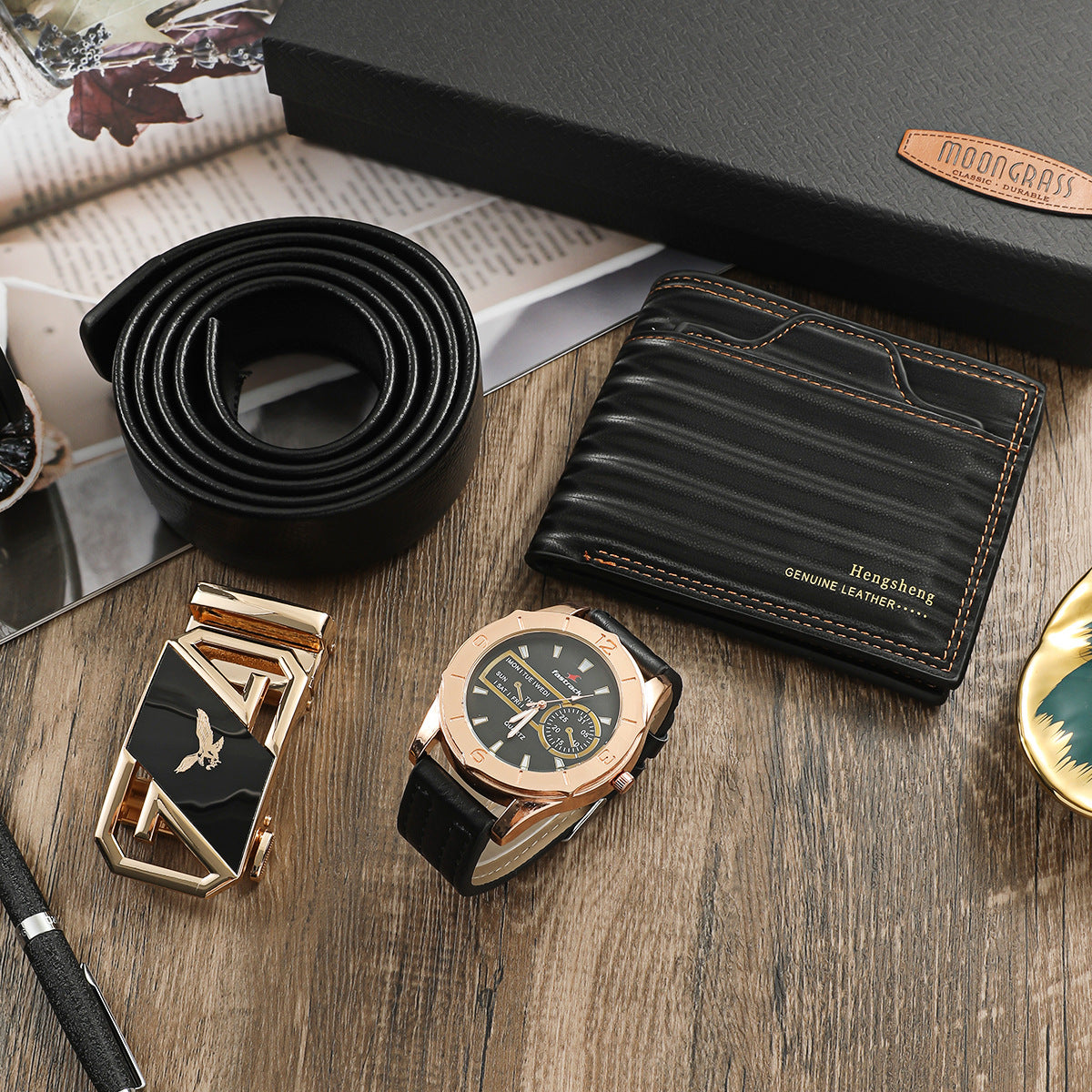 Elegant Men's Watch & Accessories Gift Set