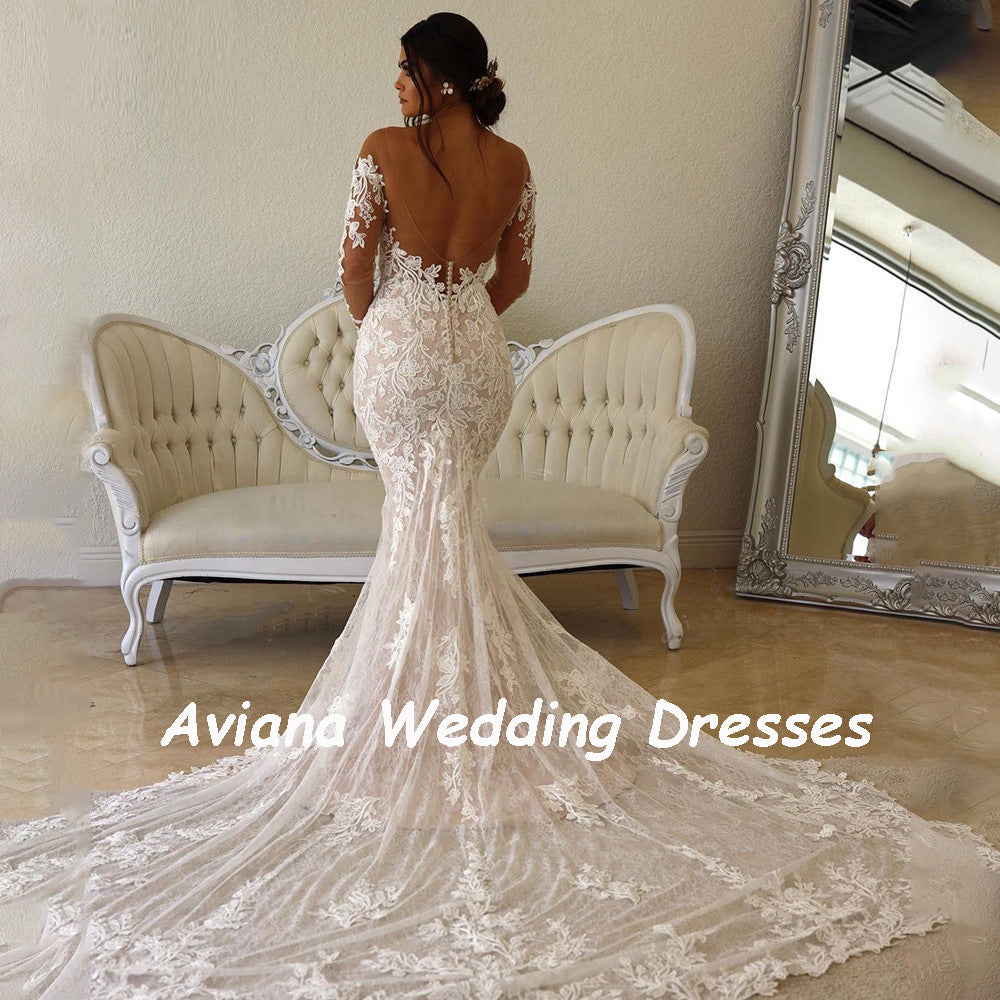 V-neck bandeau main bride slim fishtail light plus size wedding dress