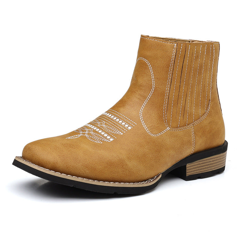 R005 Embroidered Slip-On Chelsea Martin Boots for Men