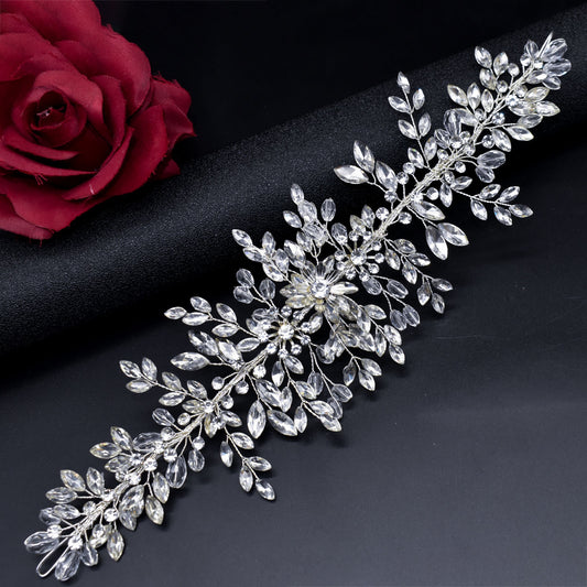 Handmade rhinestone flower cluster bridal wedding headband