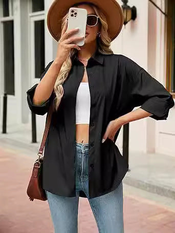 Candy-Colored Button-Up Cardigan Shirt for Women