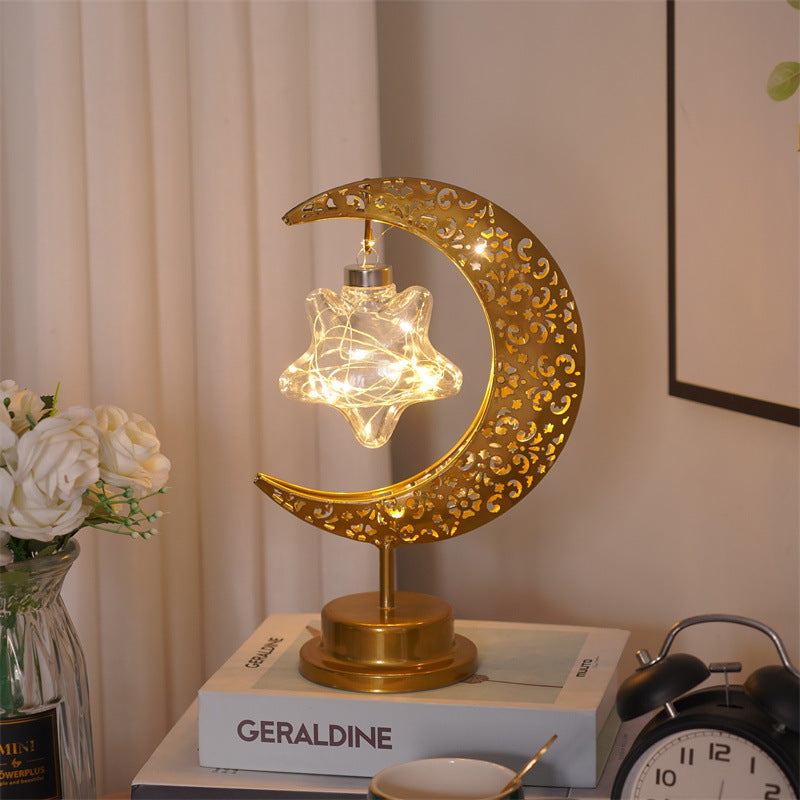 LED Wrought Iron Moon Pendant Lamp