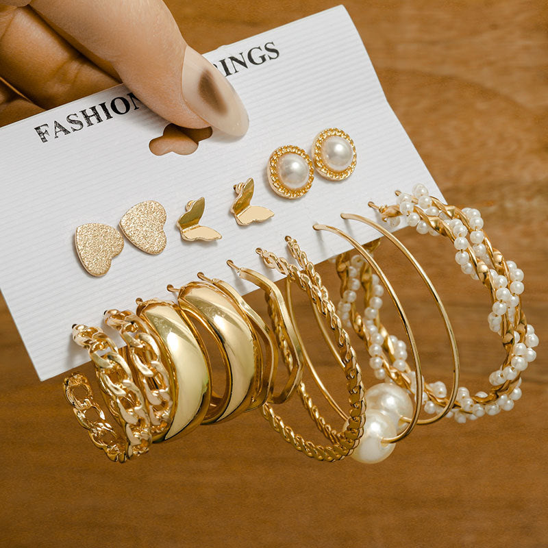 Pearl earring set with diamonds