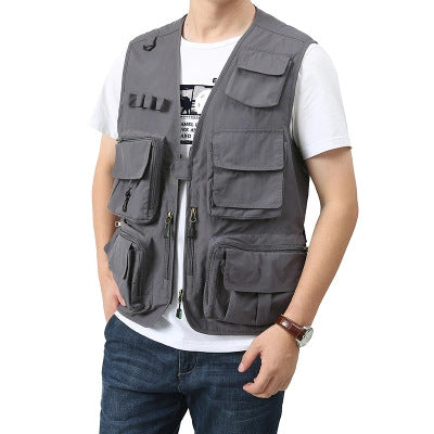 Mens Outdoor Detachable Multi-Pocket Travel Vest