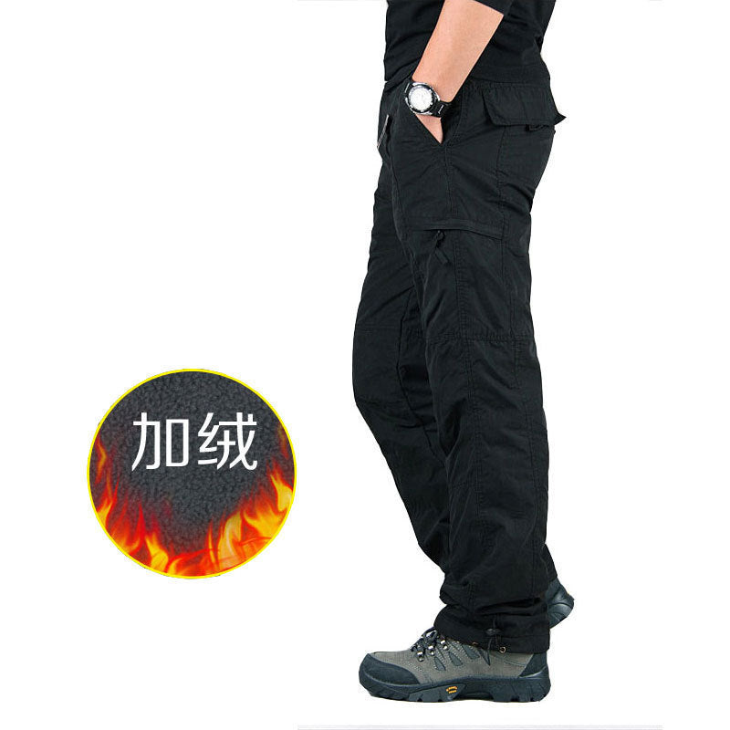 Mens Winter Fleece Cargo Pants  Warm, Windproof & Waterproof Hiking Trousers (Plus Size)