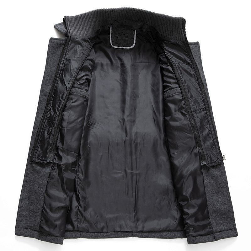 Men’s Double Collar Wool Blend Coat – Business Casual Winter Overcoat