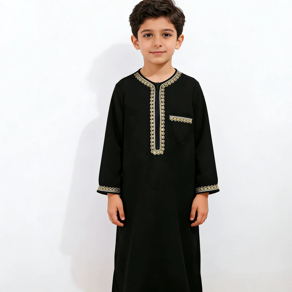 Boys Ethnic Zipper Robe  Casual Festive Traditional Outfit