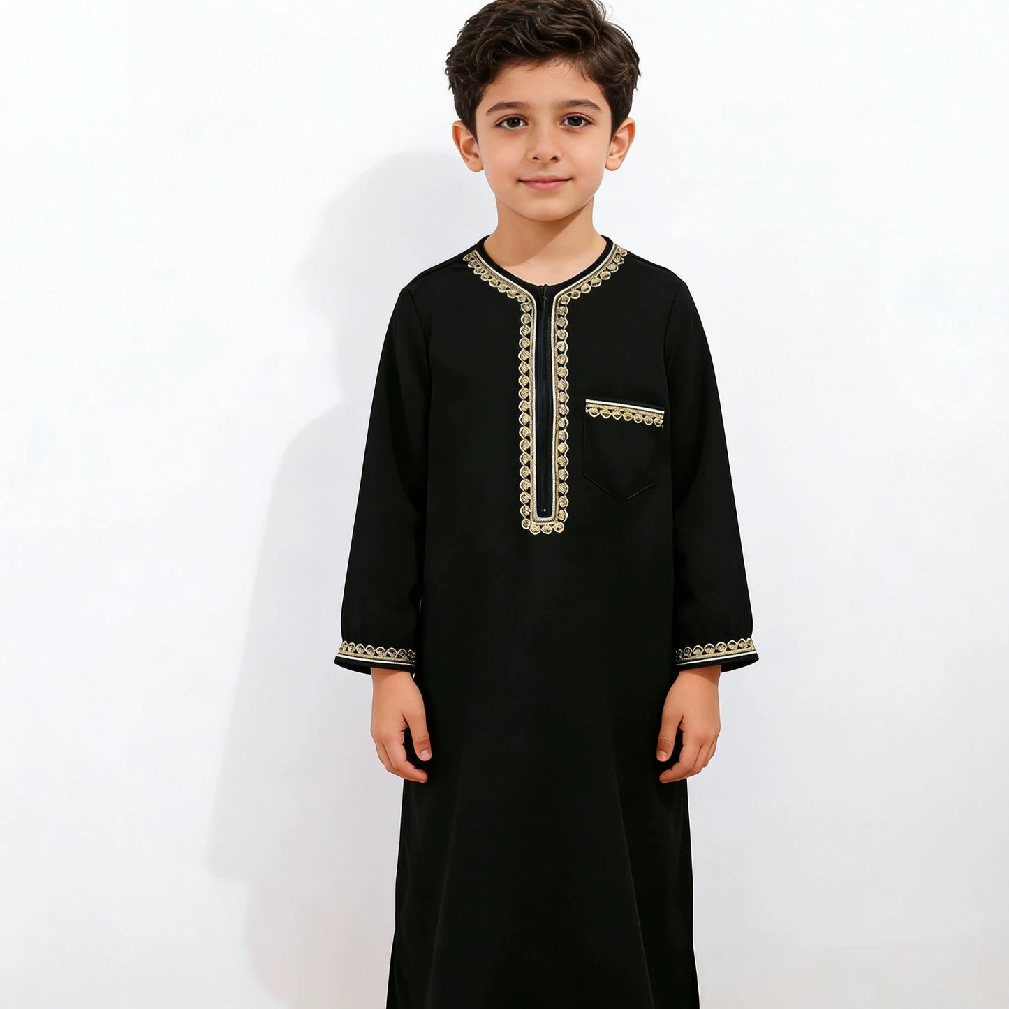 Boys Ethnic Zipper Robe  Casual Festive Traditional Outfit