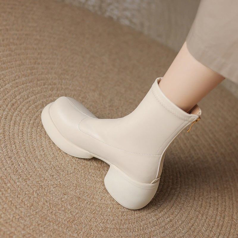 Women's Thick Sole & Heel Elastic Skinny Boots  High-Heeled, Simple Style