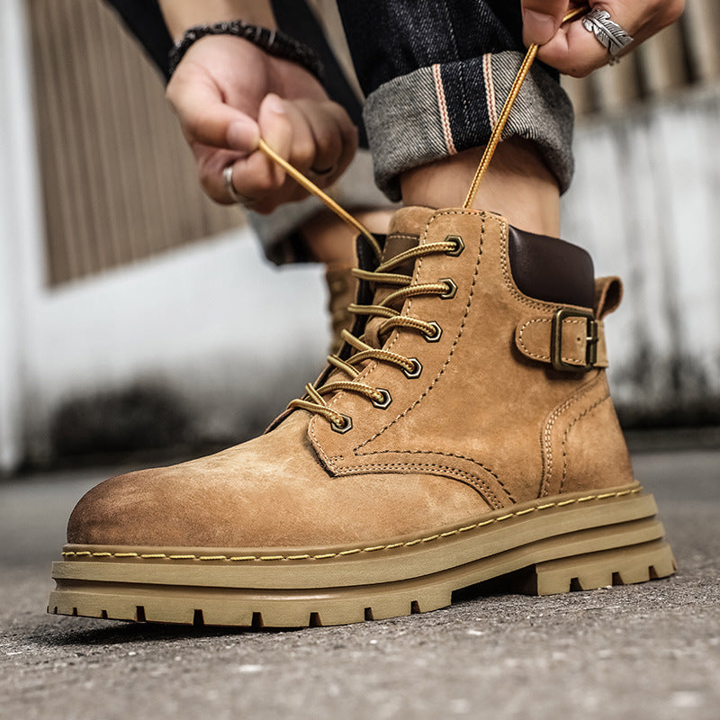 Men’s Winter Rhubarb Leather Boots – Thick Sole Martin Boots