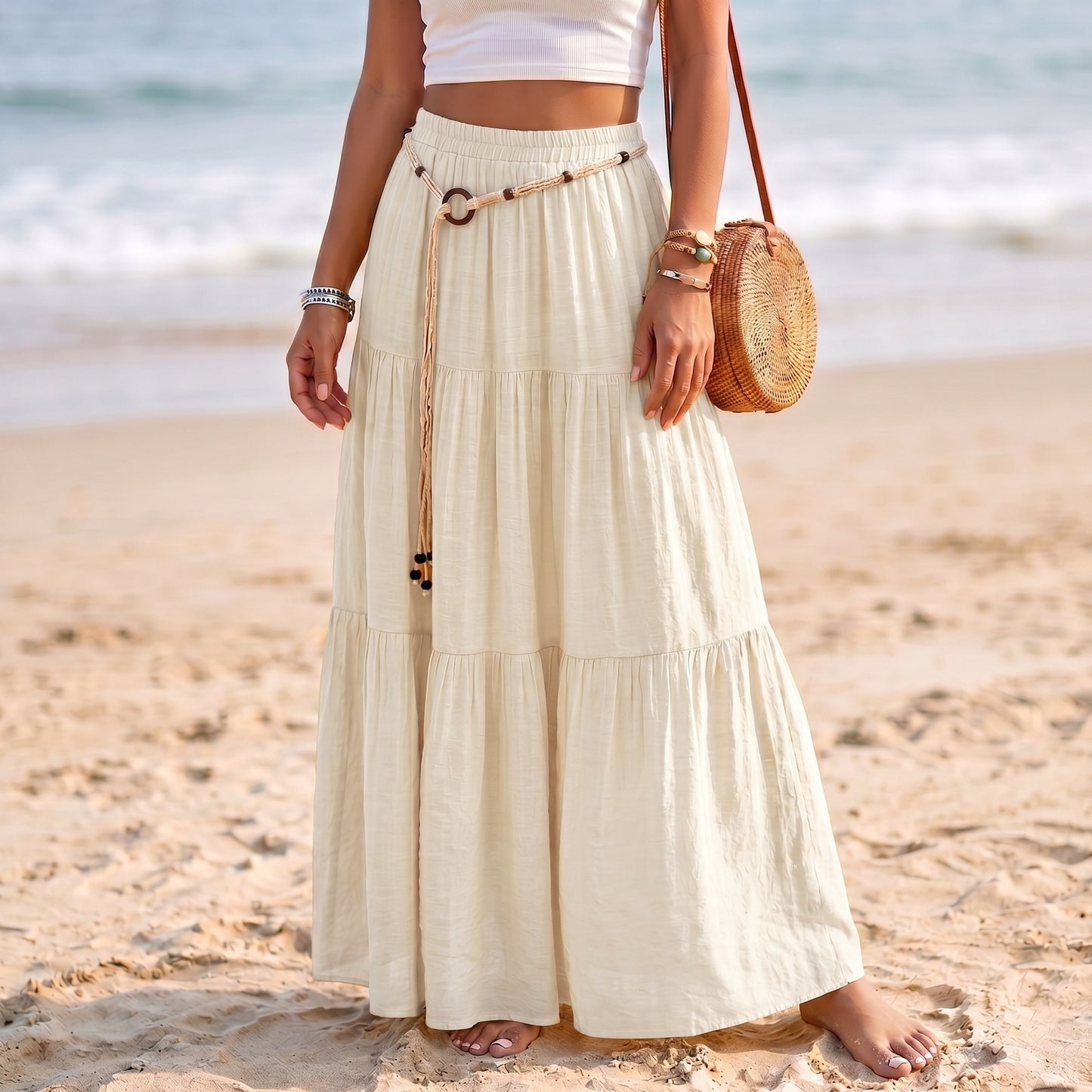 Solid Color Patchwork Layered Cake Skirt
