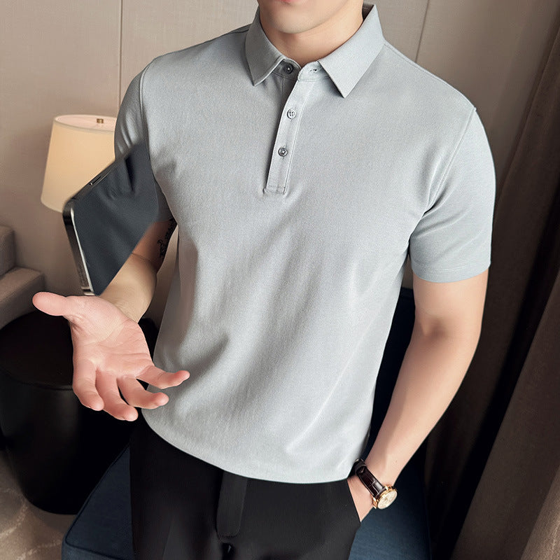 Mens Slim Fit Cotton Polo Shirt FW9855 Comfortable Non-Marking Short Sleeve