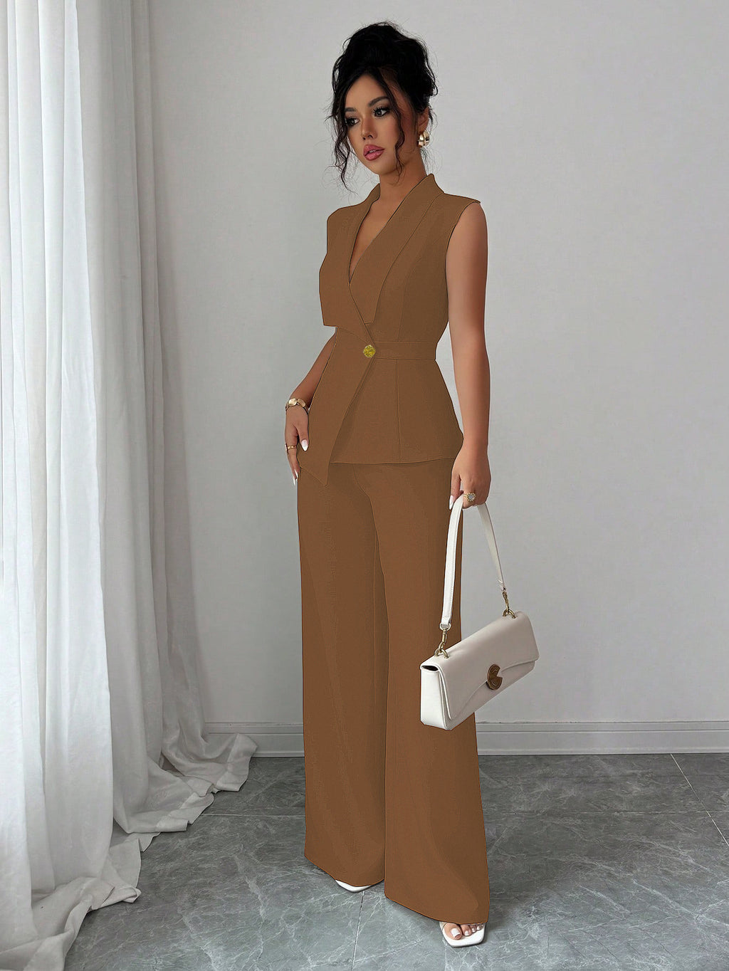 Women’s Elegant 2-Piece Vest & Straight-Leg Pant Set