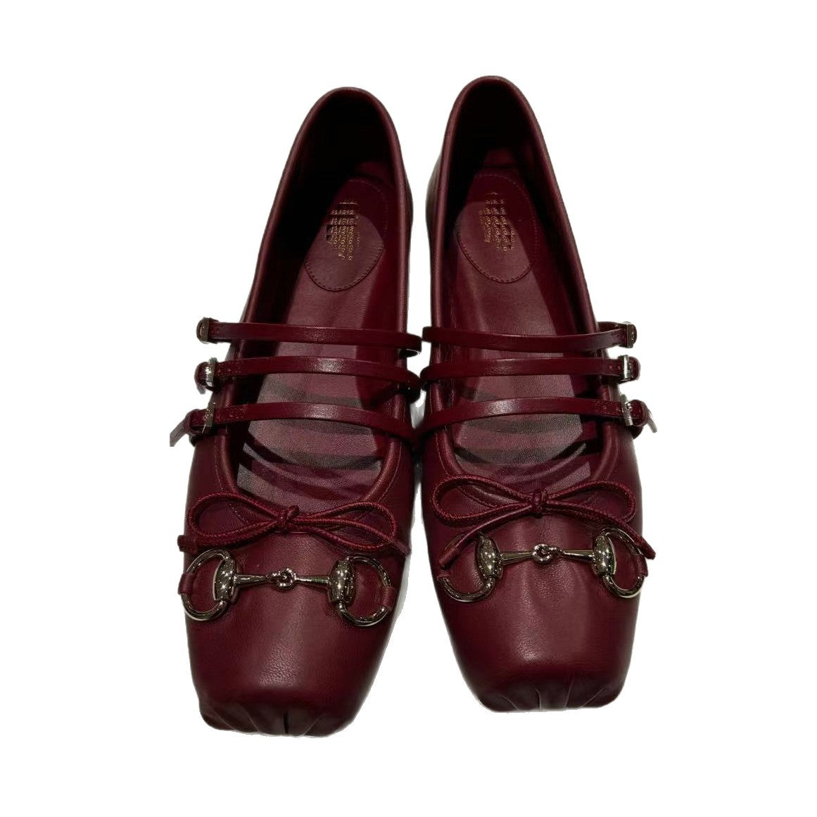 Sheepskin Horsebit Ballet Flats  Retro Little Red Mary Jane Shoes