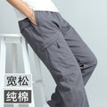 Men's Summer Thin Cotton Cargo Pants – Loose Fit Multi-Pocket Straight Casua