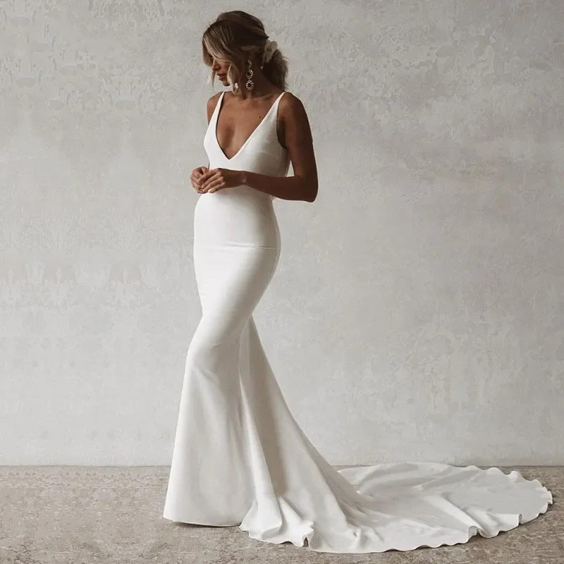 Sling light wedding dress