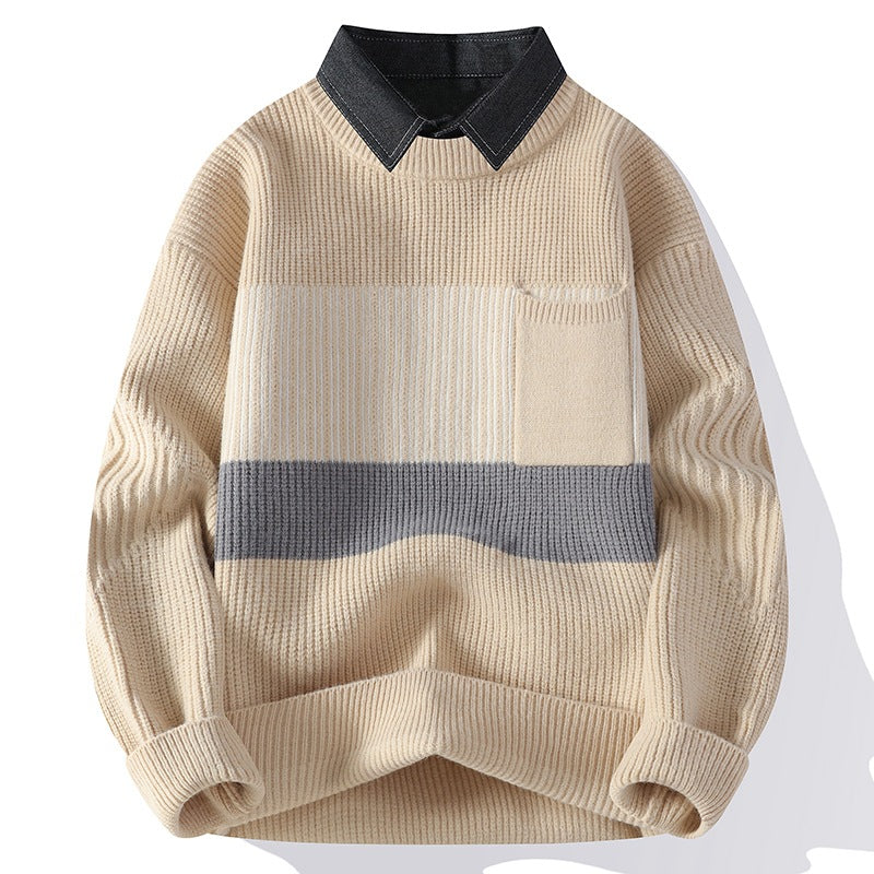 Void Collar Knitted Sweater