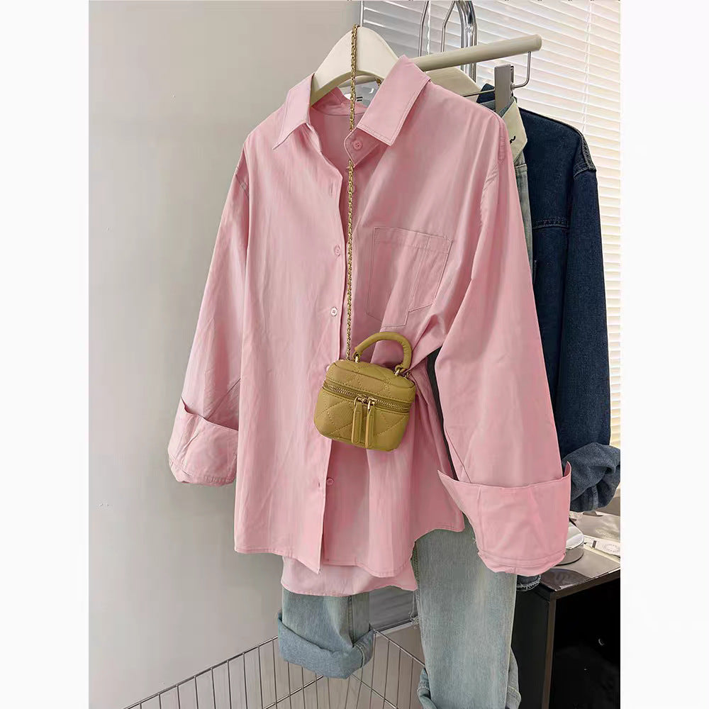 Womens Cotton Long Sleeve Layered Shirt  Spring & Autumn Cardigan Style Top