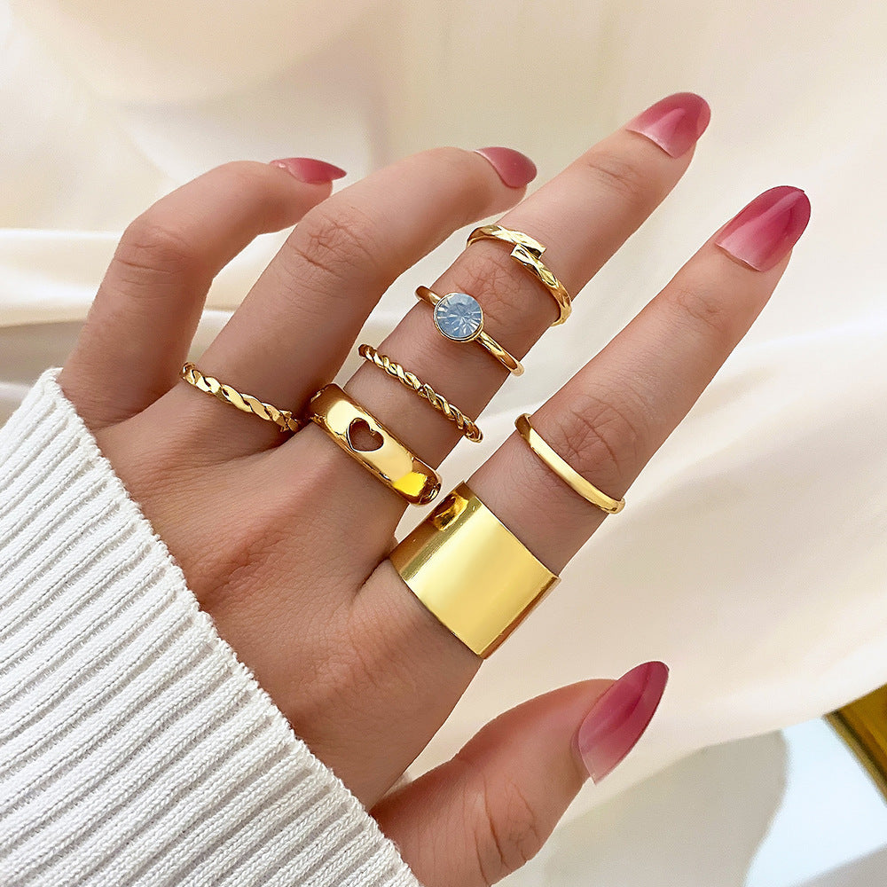 Butterfly ring opening multi-joint ring set 22 pieces love ring female design sense niche