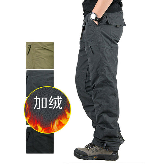 Mens Winter Fleece Cargo Pants  Warm, Windproof & Waterproof Hiking Trousers (Plus Size)