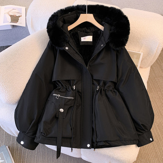 Detachable pie , waist cinched thin cotton clothes,, velvet and thickened women's fur coats,