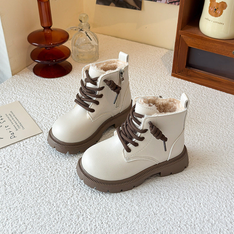 New Girls Martin Boots  British Style Mid-Leg Leather Boots