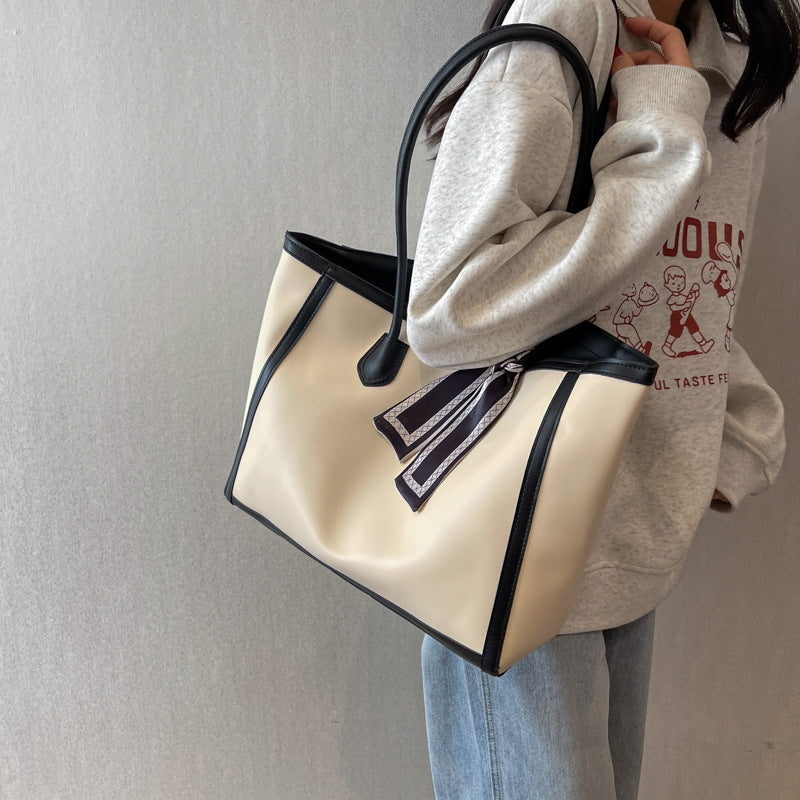 High-End Contrast Tote Bag for Women
