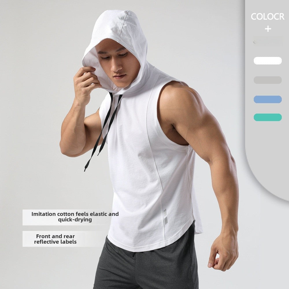 Men's Hooded Sleeveless Athleisure T-Shirt  Lightweight & Quick-Drying