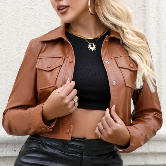 New casual and versatile TEMU Shein leather jacket