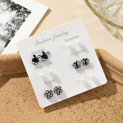 Hot Pearl Stud Earrings Set - Simple Design, Versatile Alloy Jewelry