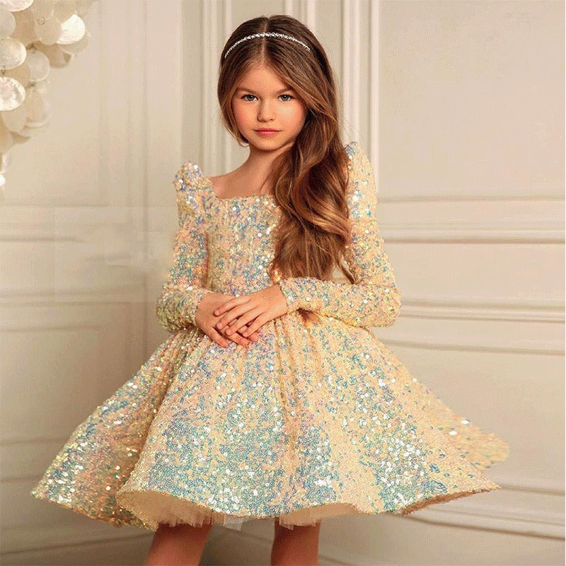 Sparkling Puff Sleeve Princess Dress
