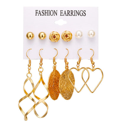 Creative French retro gold earrings set