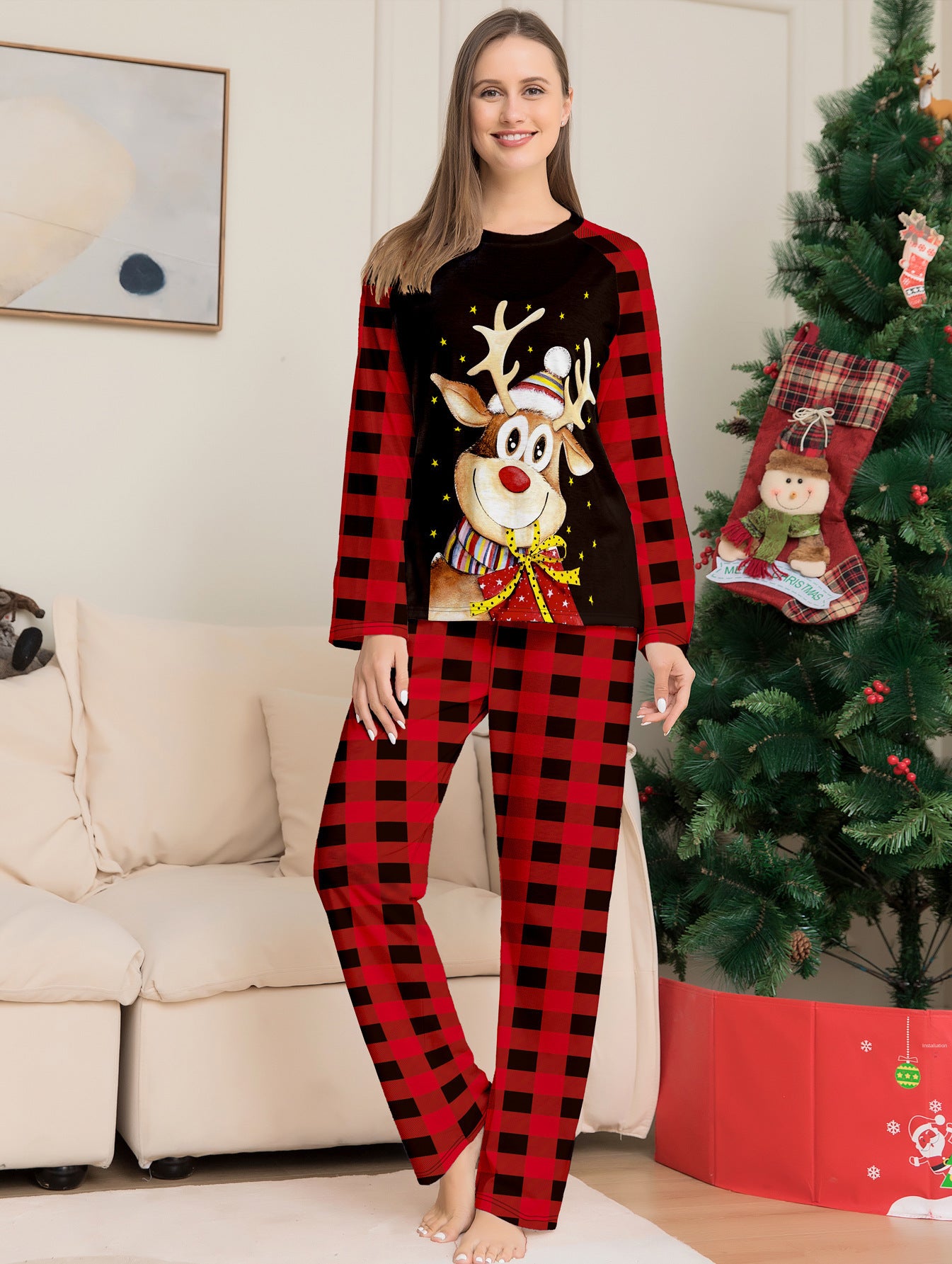 Jolly Fawn Plaid Family Pajama Set