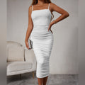 Fashion women's clothing long slip pleated dress
