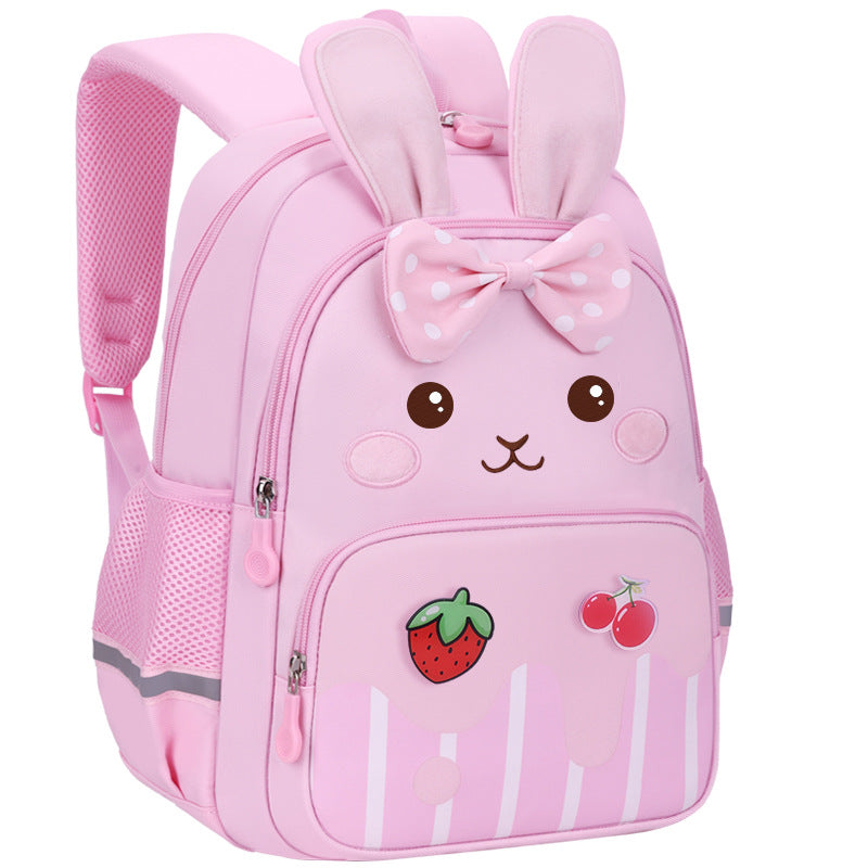 Senior kindergarten backpack for ages 3-6-7, cute rabbit for children and girls, lightweight backpack for outings, cartoon