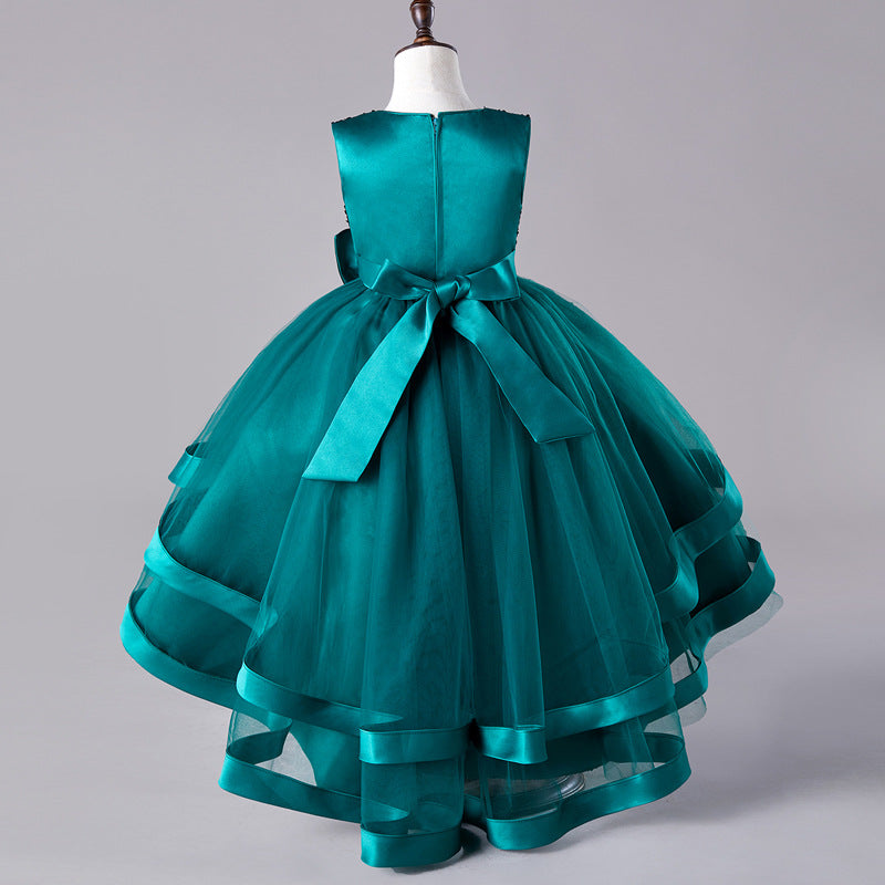 Sparkling Tulle Performance Dress with Tail