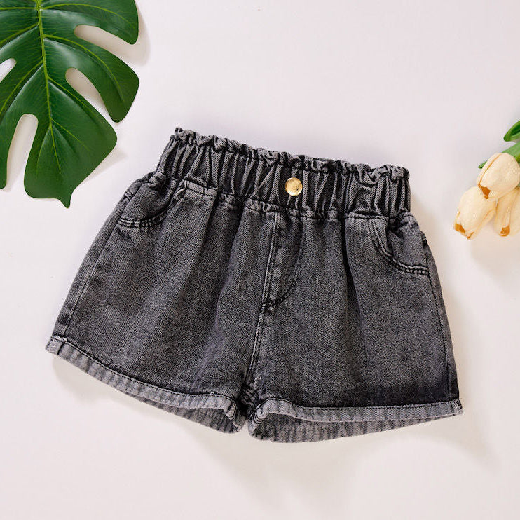 RuffleRise Denim Shorts