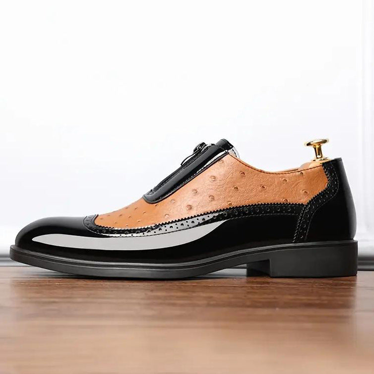 Mens Pointed Toe Leather Chelsea Shoes