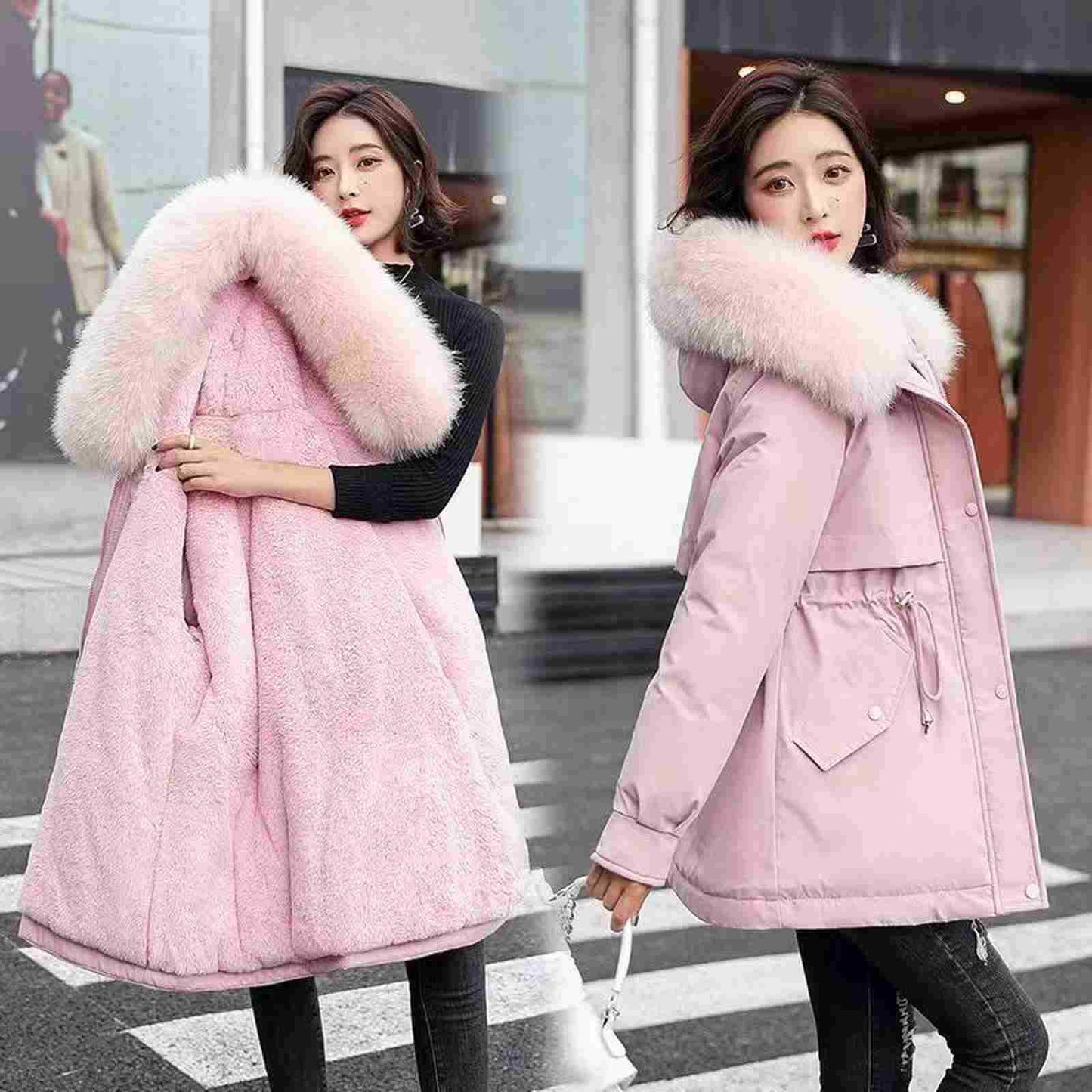 Women's Winter  Slim Fit Faux Fur Parka Jacket
