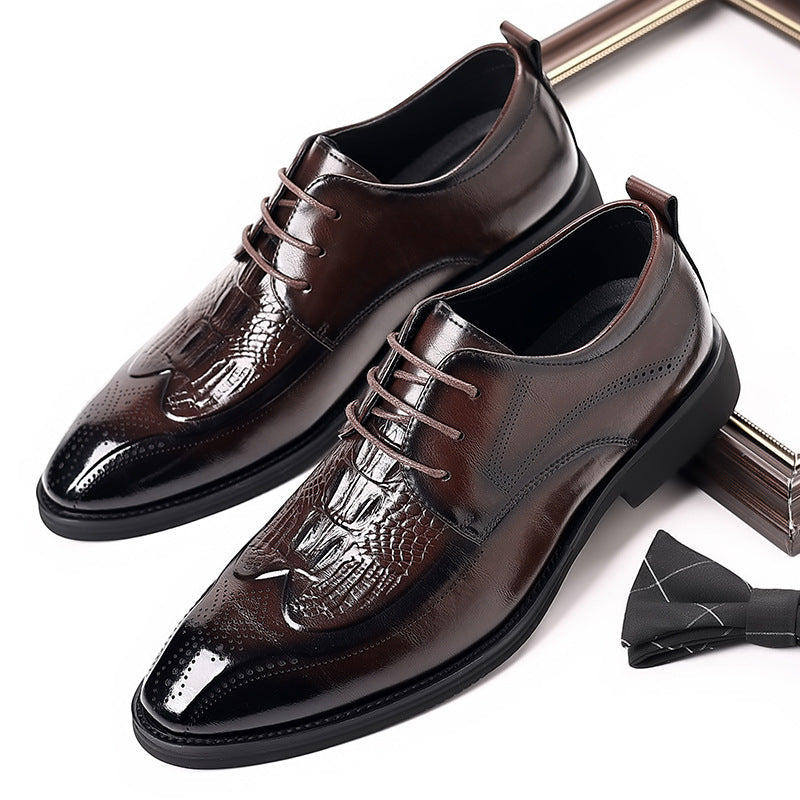 Mens Crocodile Pattern Brogue Leather Shoes