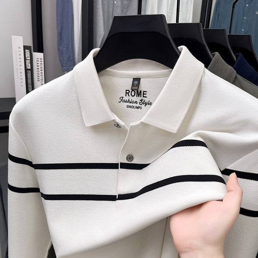 Striped Long-Sleeve Polo