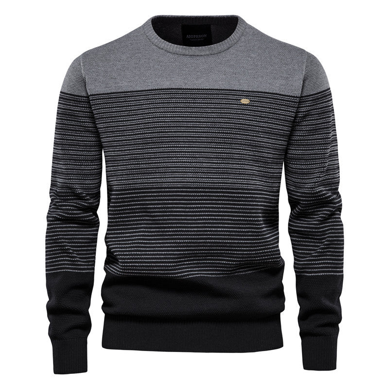 Mens Korean Style Color Block Knit Sweater Jacket