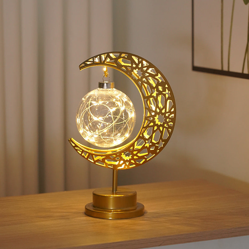 LED Wrought Iron Moon Pendant Lamp