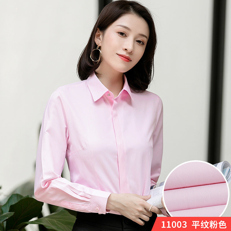 White Shirt Long Sleeve Business Shirt Professional Workwear Shirt Solid Color Slim Fit Business Shirt Women