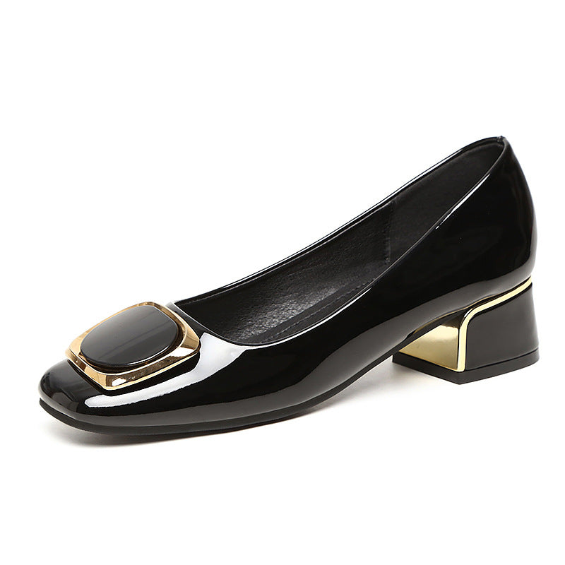 new spring and autumn mid-heel thick heel